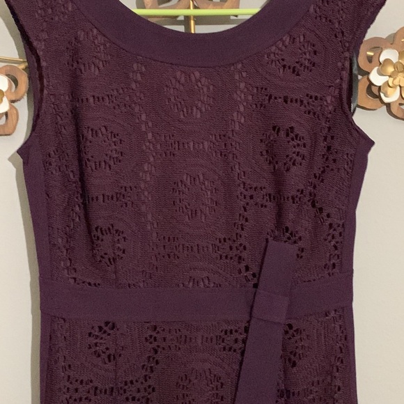 Ellen Tracy Eggplant Purple Crochet Lace Fully Lined Dress Size 8 - Picture 4 of 8